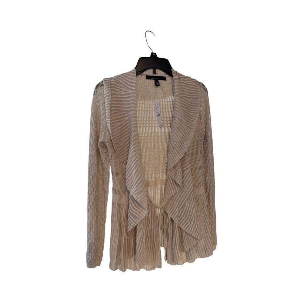 Long Sleeve Pointelle Peplum Sweater Cardigan
